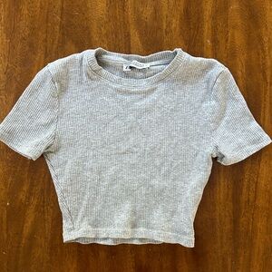 Zara Gray Cropped Tshirt Size Small S
